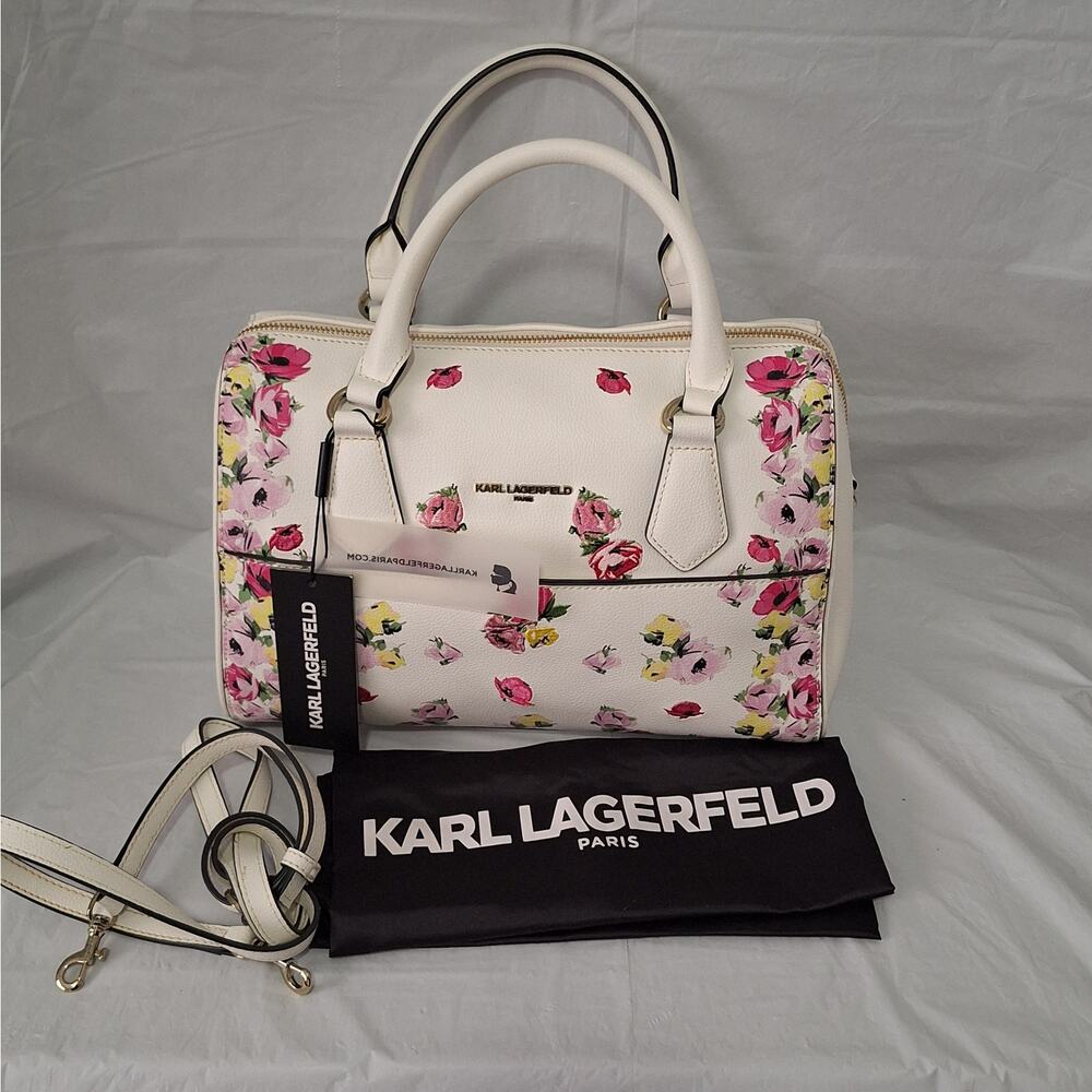 Karl Lagerfeld Paris Willow Floral Leather Satchel in White